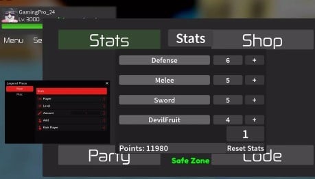 Preview of Legend Piece GUI 