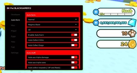 Preview of BK Pet Simulator X GUI