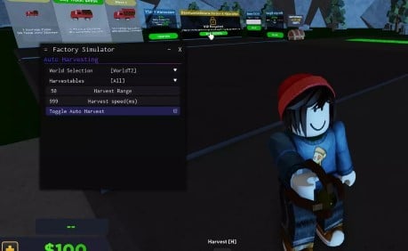 Preview of Factory Simulator GUI | Auto Harvest, Teleports