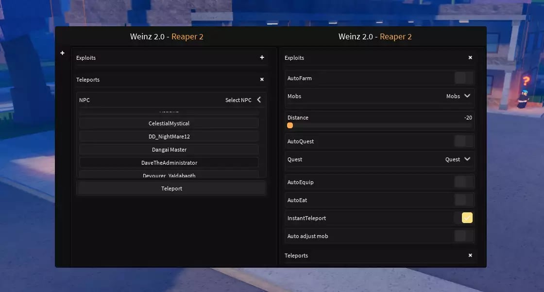 Preview of Reaper 2 - AutoFarm, AutoQuest, Teleports