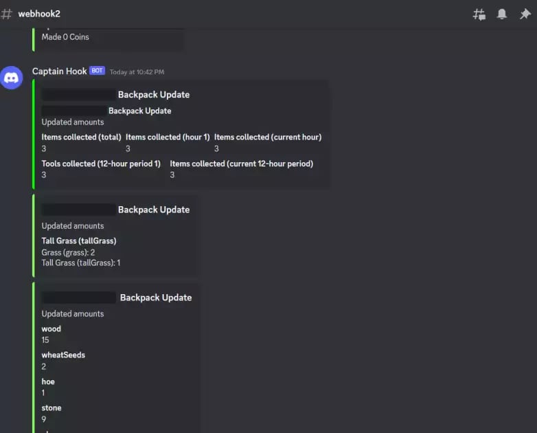 Preview of Item drop Notifier Webhook for ISLANDS