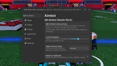Preview of *NEW* Kali Hub | Desktop NFL Universe Gui 2025
