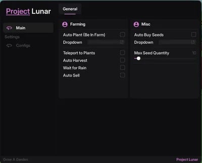 Preview of Project Lunar│Grow a Garden Script