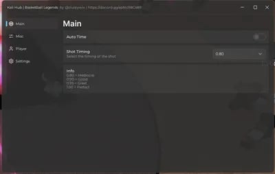Preview of Kali Hub Basketball Legends GUI