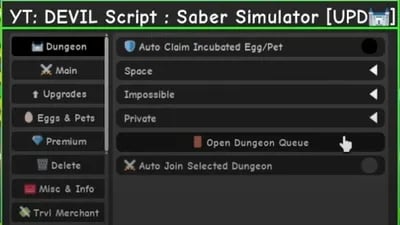 Preview of Saber Simulator Best Script | DEVIL Script
