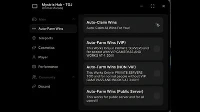 Preview of AUTOFARM WINS | AUTO-WIN | TELEPORTS | FLY | INF JUMP | MORE